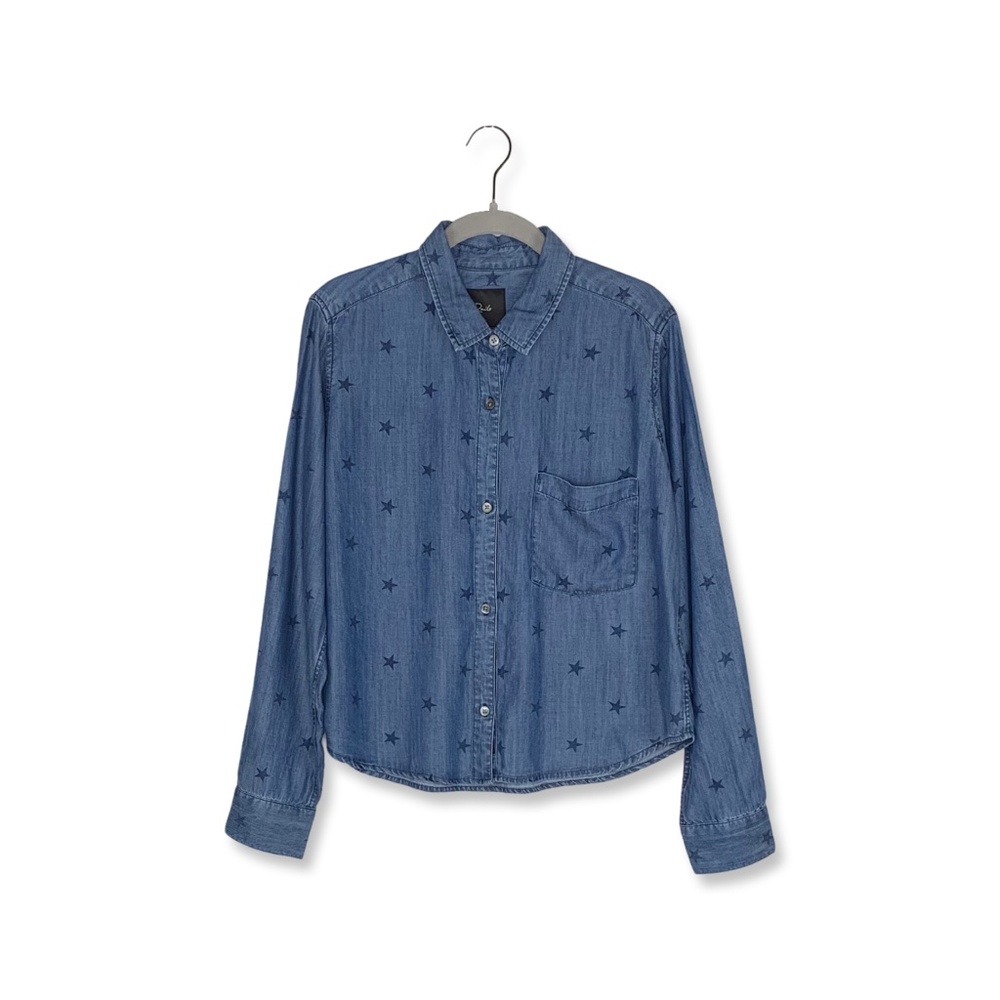 Rails Chambray Star Pattern Button Up Tencel Lyoc… - image 1